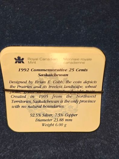 Canada 1992 Silver Proof 25 Cents 125th Anniversary of Confederation in Original Holder with COAs