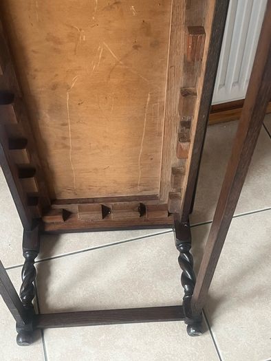 Rare antique low shoe changing bench. With celtic design embossed in the  leather