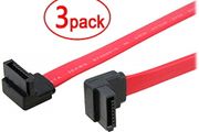 3 X OSA Red SATA Data Cable 6 Gb/S Right-Angle/Right-Angle with Locking Latch (Brand New/Warranty)