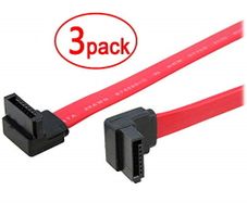3 X OSA Red SATA Data Cable 6 Gb/S Right-Angle/Right-Angle with Locking Latch (Brand New/Warranty)