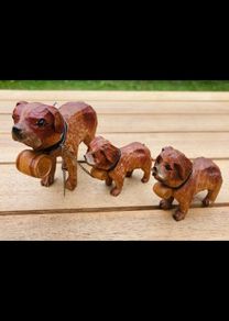 Vintage Wood Dog Figurines