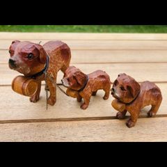 Vintage Wood Dog Figurines