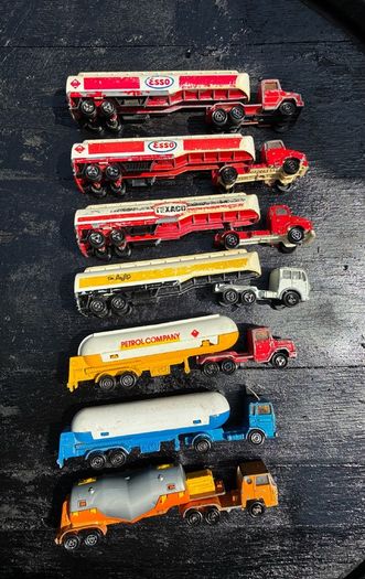 7 x Vintage Majorette Tanker Truck Collection
