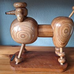 Wooden poodle figurine , unique .