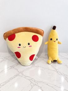 Pre Owned Pizza Slice Cushion + Banana Plush