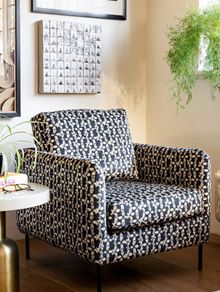 Next Armchair- Dark Navy Pattern Velvet