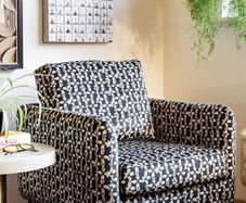 Next Armchair- Dark Navy Pattern Velvet
