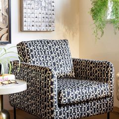 Next Armchair- Dark Navy Pattern Velvet