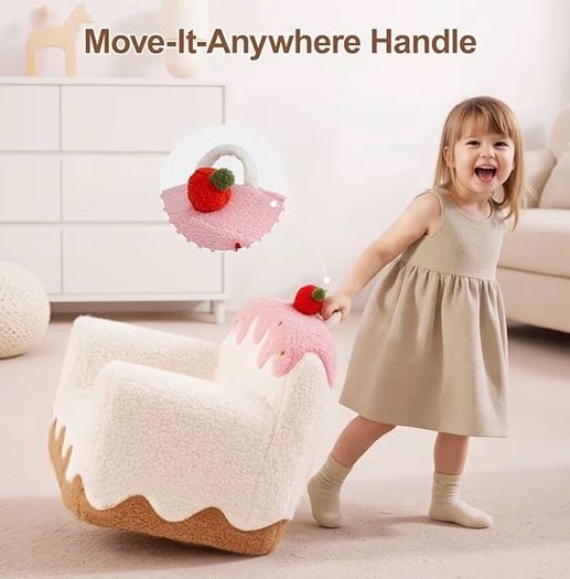 Kids Chair & Toddler Chair for Ages 3-6, Large Kids Sofa & Toddler Sofa, Sweet Ice-Cream Sherpa Armchair for Girls, Comfy Foam Reading Chair for Playroom