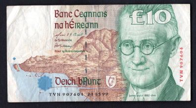 1999 Ireland IR10 James Joyce Banknote Series C. Note issued 24/05/99. Serial number TVN907604
