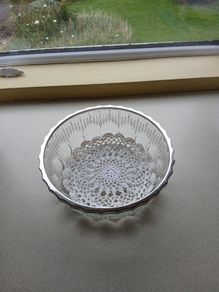 Vintage Glass beautiful Fruit Bowl with silver tone metal rim - fruit, trifle, punch