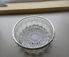 Vintage Glass beautiful Fruit Bowl with silver tone metal rim - fruit, trifle, punch