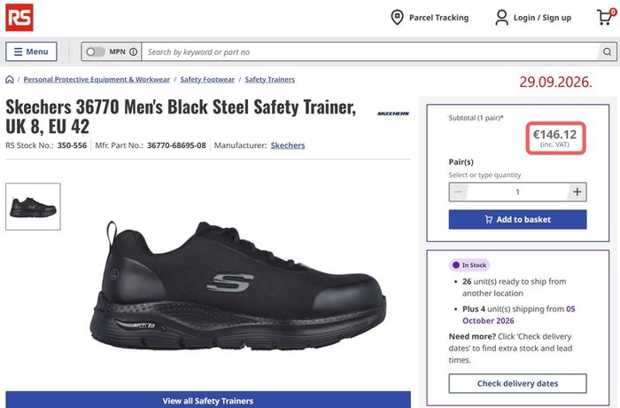 Skechers Work Arch Fit Steel Toe shoes - Brand new