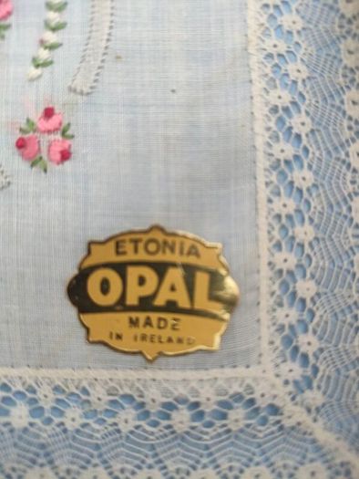 A Pair of Boxed Mid Century Estonia Opal Laced Hankerchiefs