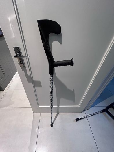 crutches -leopard print black and white