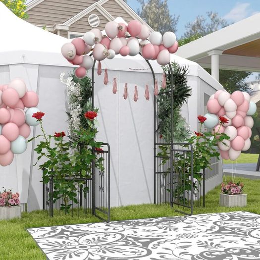 Metal Garden Arbor Arch with Double Doors