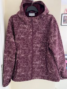 Mountain Warehouse Burgundy and Pale Pink Fleecy Coat Jacket with Hood