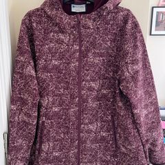 Mountain Warehouse Burgundy and Pale Pink Fleecy Coat Jacket with Hood