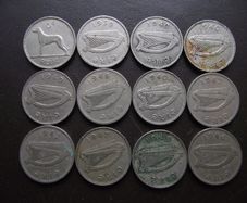12 Irish 6 pence coins (1939-1949)