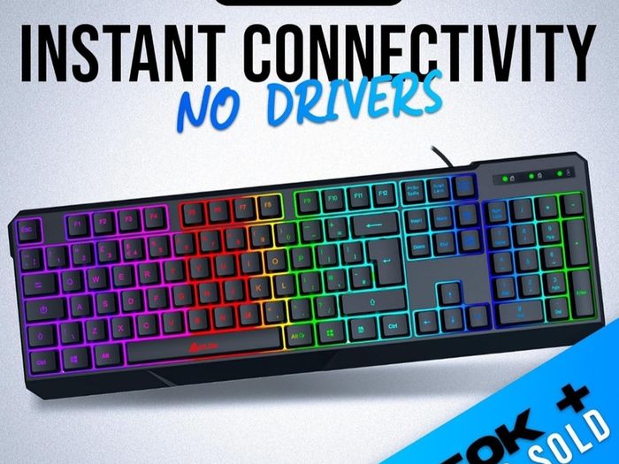 Chroma Gaming Keyboard UK Layout + Slim, Durable, Ergonomic, Quiet, Water Resistant, Silent Keys, USB + Wired Backlit Keyboard for Laptop PC Mac Gamer PS4 keyboard + NEW VERSION + Black  O5wt