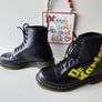 Dr Doc Martens logo brand print 1460 8 hole black yellow boots UK 6 EU 39 US 8 Image 5