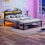 King Size Bed Frame with Storage Headboard, 5ft Upholstered Bed Frame Kingsize with Charging Station and LED Lights/Under Bed Storage/No Box Spring Needed, Dark Gray Image 8