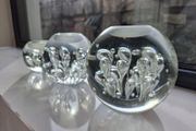 3 x cylindrical glass candle holders