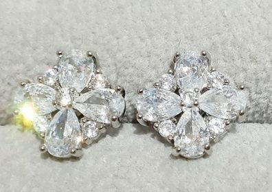 Silver Fine Cut Stone Earrings