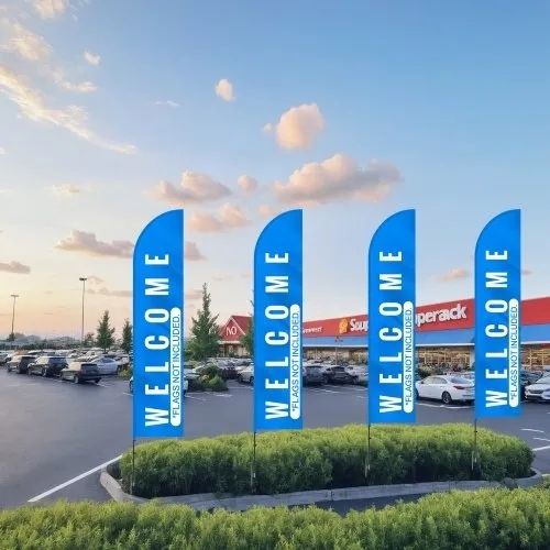 Feather Flag Pole Kit, 2 Packs Swooper Flag Pole 16.3 ft, Sign Flag Poles for Business Advertising Flags Outdoor,