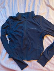 women's navy bound exercise jacket