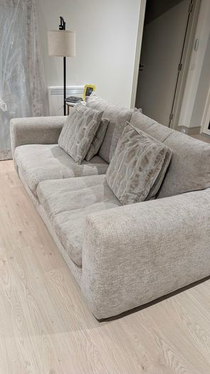3 Seater Beige Fabric Sofa - Aurora