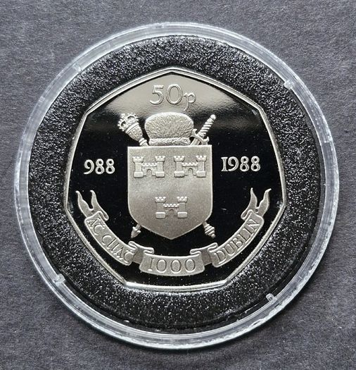 Ireland 1988 Dublin 50 P Fifty Pence Proof Coin