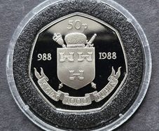 Ireland 1988 Dublin 50 P Fifty Pence Proof Coin