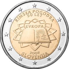 Slovenia 2 Euro Commemorative Coin 2007 - Treaty of Rome. Uncirculated.
