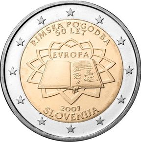 Slovenia 2 Euro Commemorative Coin 2007 - Treaty of Rome. Uncirculated.