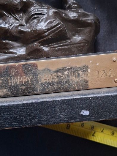 Beautiful Rare Old Heavy Bronze Boy Scout Statue, IN MEMORY OF HAPPY DAYS WITH 72ND, the  72nd Killester Scout Troop based in Dublin
