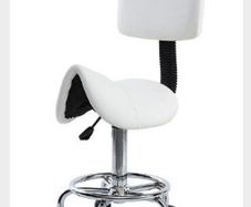 Saddle Spa Rolling White Stool with Back Support for Beauty Tattoo