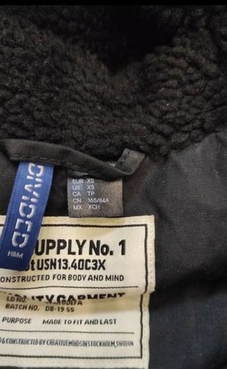 H&M Black winter parka for man/ tennager , size XS.