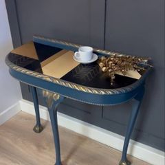 Blue and gold console table hslf moon