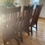 Beautiful long dark Oak Dining table and 8 chairs Image 5