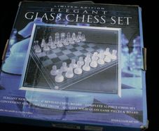 Limited Edition Elegant Glass Chess Set. Clear and Opaque pieces. New, Open Box.