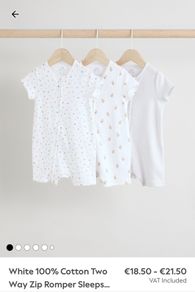3 x Double zipper Rompers / Short Sleepsuits / Babygros (9-12 months)
