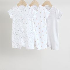 3 x Double zipper Rompers / Short Sleepsuits / Babygros (9-12 months)