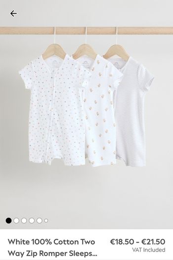 3 x Double zipper Rompers / Short Sleepsuits / Babygros (9-12 months)