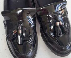 M&S Black Patent Loafers Sz 6UK
