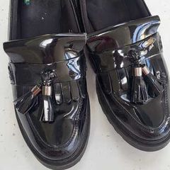 M&S Black Patent Loafers Sz 6UK