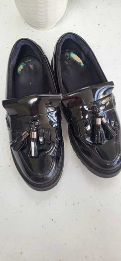 M&S Black Patent Loafers Sz 6UK