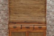 Mexican Rustic Pine Cantina Bar Cabinet with Tambour