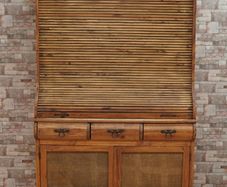 Mexican Rustic Pine Cantina Bar Cabinet with Tambour