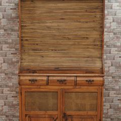 High-Quality Mexican Rustic Pine Cantina Bar Cabinet with Tambour